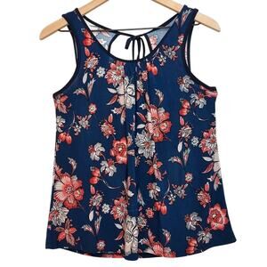❤️5/$25 SALE Lavish Blue Multicolor Floral Tie Lightweight Summer Tank Top